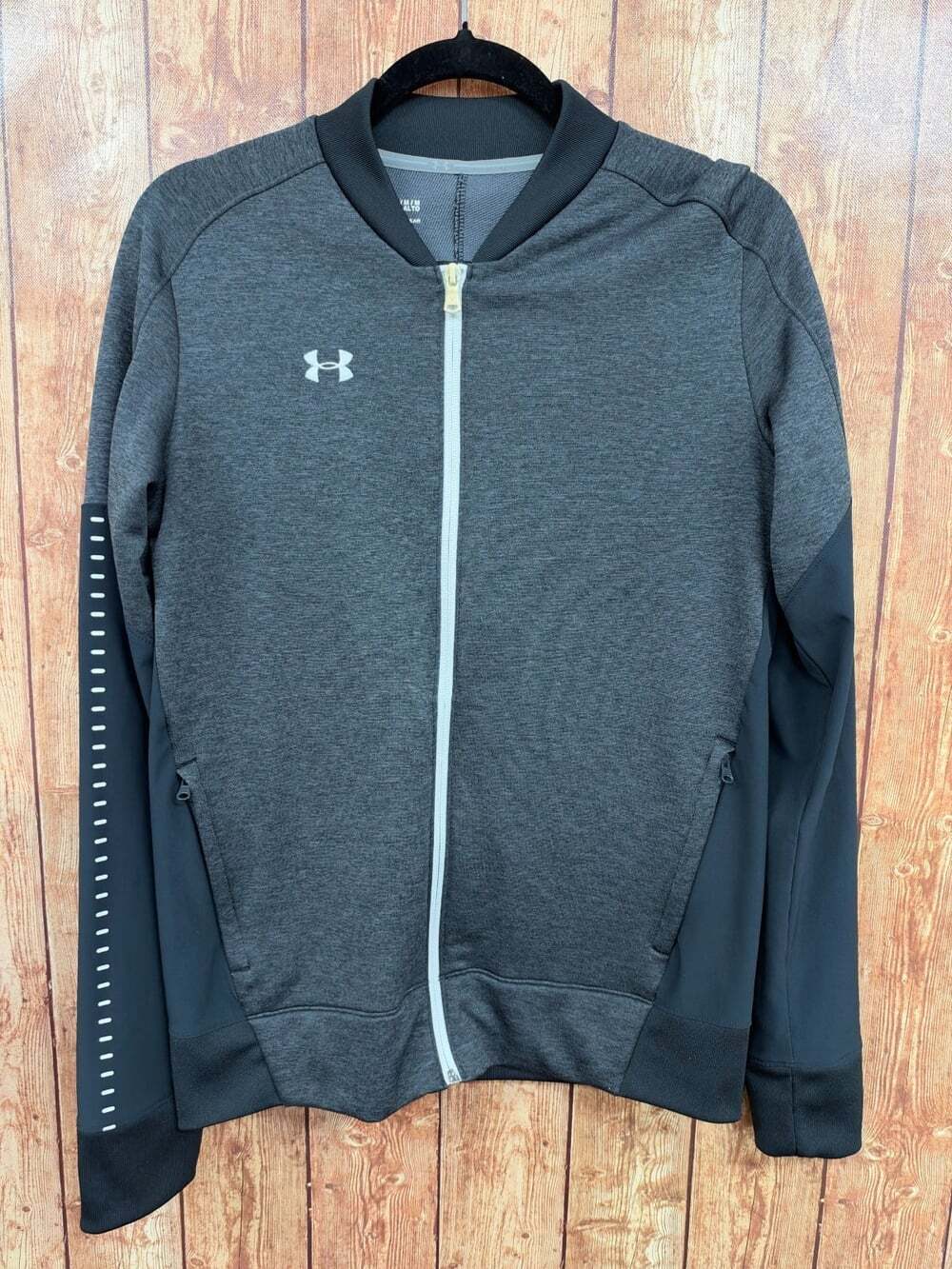 Under Armour ColdGear Men's Medium Tall Full Zip Jacket Gray Black Reflective